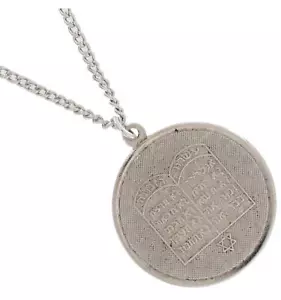 Ky & Co Silver Tone Hebrew Jewish Torah Coin Charm Curb Chain Necklace 18" USA - Picture 1 of 2