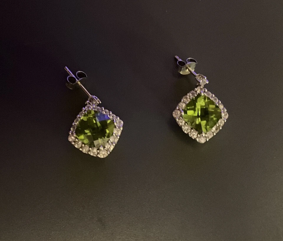 14K White  Gold Peridot and Topaz Earrings - Image 1 of 4