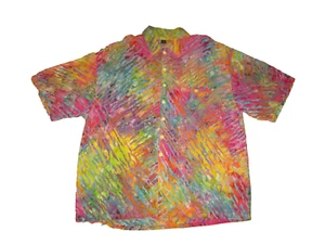 Men's Vtg 90s TROPICAL TANTRUM Hawaiian Short-Sleeve Rainbow Shirt ~ 3X *NWT - Picture 1 of 5