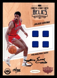 2016-17 UPPER DECK SUPRME HARD COURT JULIUS ERVING QUAD JERSEY AUTO 15/35 76ERS - Picture 1 of 3
