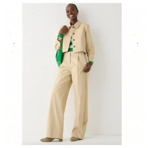 J.Crew Collection Pleated Wide-Leg Pant in Trench Canvas Size 8 NWT - Picture 1 of 10
