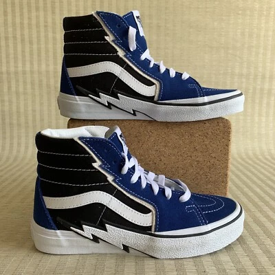 Vans Sk8-Hi Bolt Blue Black Suede Canvas Skate Sneakers Shoes Mens 5.5 Womens 7 - Image 1 of 4