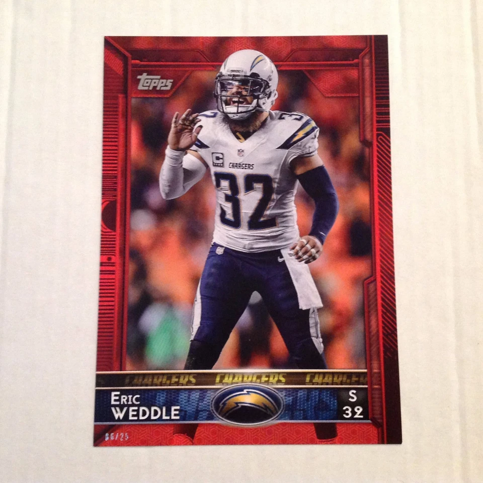 #213 Eric Weddle Utah / Chargers #ed/25 made Red Version 2015 Topps 5x7 - Image 1 of 1