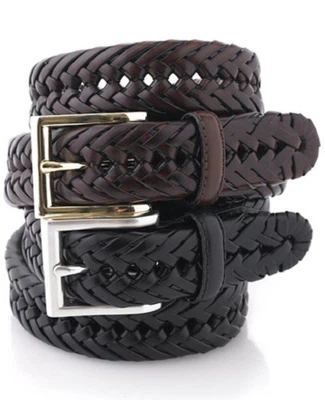 $80 Club Room мужской коричневый плетеный кожаный повседневное платье золотой пряжки ремень размер 38 - Изображение 1 из 4