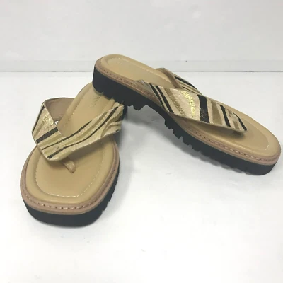 Sandália Tanga Donald Pliner Bloom Flip Flop Feminina 9 Cabelo de Bezerro Couro Nova Sem Caixa - Imagem 1 de 4