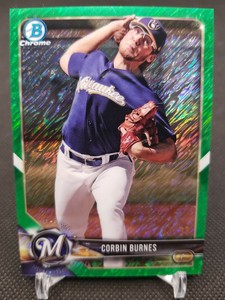 2018 Bowman Chrome Corbin Burnes Green Shimmer #ed 62/99 NL Cy Young