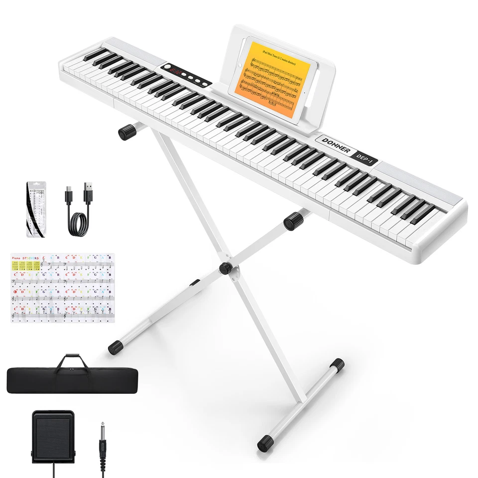 Donner DEP-1 Digitalpiano 88 Tasten Klavier mit Ständer Pedal 128 Tone E-Piano - Bild 1 von 4