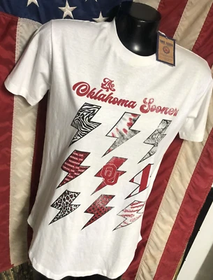 NWT new OU OKLAHOMA SOONERS lightning bolt T SHIRT Womens S Small short sleeve - Image 1 of 4