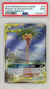 Pokemon Rowlet & Alolan Exeggutor GX Tag Team Alt 215/236 Unified Minds PSA 9 - Picture 1 of 2