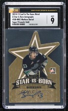 2014-15 ITG Leaf Metal Gold Super Prismatic 1/1 Mathew Barzal CSG 9 Mint Auto