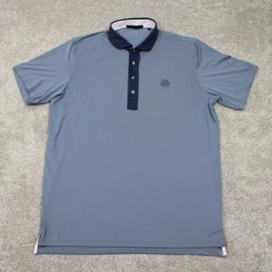 Greyson Polo Shirt Mens Large Blue Contrast Collar Polyester Stretch S/S Golf - Picture 1 of 14