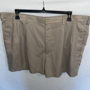 Roundtree & Yorke Mens Chino Golf Shorts Size 46 Khaki Beige Zip Fly Belt Loops - Picture 1 of 12