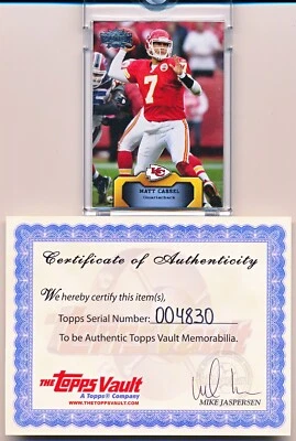 MATT CASSEL 2011 TOPPS TRIPLE THREADS BLANK BACK PROOF 1/1 (TOPPS VAULT COA) - Image 1 of 2