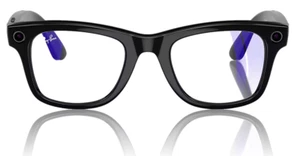 RAY-BAN Meta Wayfarer RW4008 Smart Glasses Shiny Black/ Clear Blue Lt Size L - Picture 1 of 20