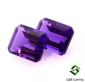 Certified Natural Amethyst Octagon Cut Pair 8x6 mm Top Purple Colour Loose Gems - Picture 1 of 7