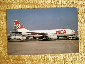 MEA-MIDDLE EAST AIRLINES AIRBUS A310-203 AT AMSTERDAM.VTG AIRCRAFT POSTCARD*P47 - Picture 1 of 2