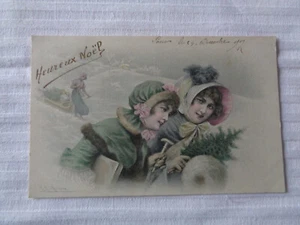 CPA ILLUSTRATEUR WICHERA FEMME AU CHAPEAU HEUREUX NOEL N°90001 - Imagen 1 de 2