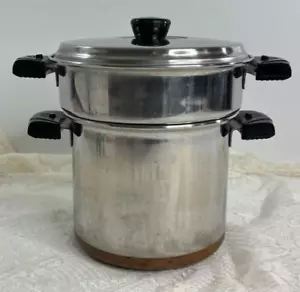 AMC 18/10 Copper Bottom Stainless Steel 3 Qt Stock Pot Steamer/Strainer Vintage - Picture 1 of 9