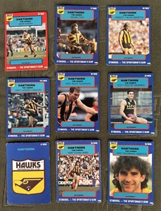 HAWTHORN HAWKS 9 x 1990 STIMOROL Cards VG and EX conditn BRERETON TUCK DUNSTALL - Picture 1 of 7