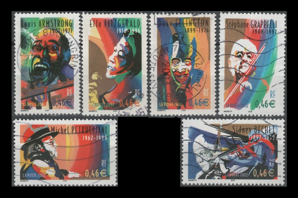 France 2905-2910 Jazz Musicians (6 USED Stamps of 2002)  - Image 1 of 1