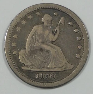 1839 Liberty Seated Quarter FINE Silver 25c - Picture 1 of 4