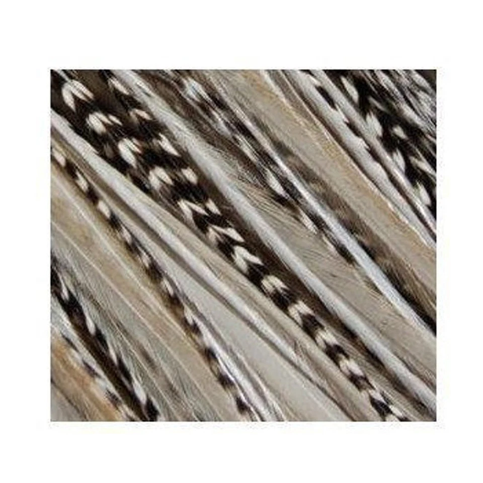 4-6 inch Zebra Black White 100% Real Hair 5 Feather Extensions bonded at the tip - Image 1 of 4