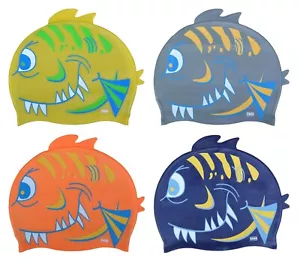 CHEX 100% Silicone Fish Shark Fin Junior Kids 3-7 Yrs Swimming Hat Cap 4 Colour - Imagen 1 de 5
