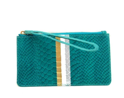 GiGi New York Muñequera Cuero Cremallera Superior 4x7" Turquesa Foto 1 de 4