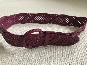 Accessorize - vintage Leather Belt Round Buckle Plaited Wide Belt - Picture 1 of 7
