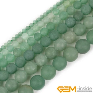 Natural Green Aventurine Jade Stone Semi Precious Frosted Matte Round Beads 15" - Picture 1 of 47