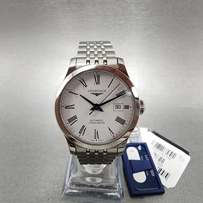 Reloj Longines Record Automático Mujer 30mm Esfera Blanca Acero Fecha Cronómetro Foto 1 de 4