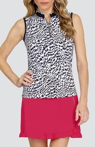 Neu mit Etikett Tail abstrakter Gepard schwarz & weiß ärmelloses angedeutetes Golfshirt S M & L - Bild 1 von 2