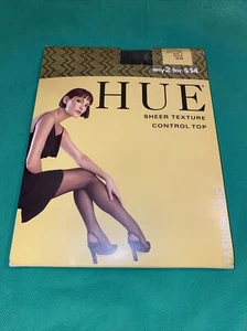 Hue Pantyhose  Sheer Texture Controltop Black Style11386  SZ 2 A2 - Picture 1 of 4