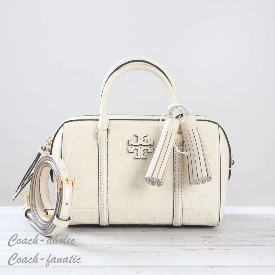 Tory Burch 153463 Thea Mini Satchel Embossed Leather Crossbody in Cream