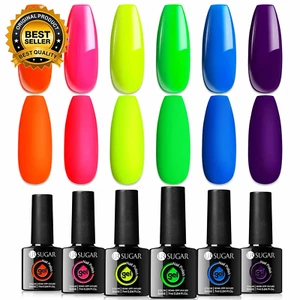 UR SUGAR UV Nagellack Neon 6 Farben Blau Rot Gelb, Shellac Set Gelnägel Set UV G - Bild 1 von 23