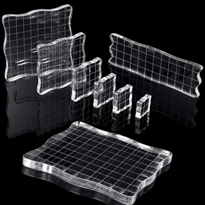 7 PCS Acrylic Stamp Blocks Set Clear Stamping with Grid Grip for DIY Crafts N816 - Image 1 of 4