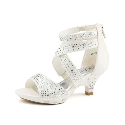 DREAM PAIRS Sandalias de tacón bajo dulces de tacón bajo para niños pequeños/niños pequeños/niños grandes Foto 1 de 4