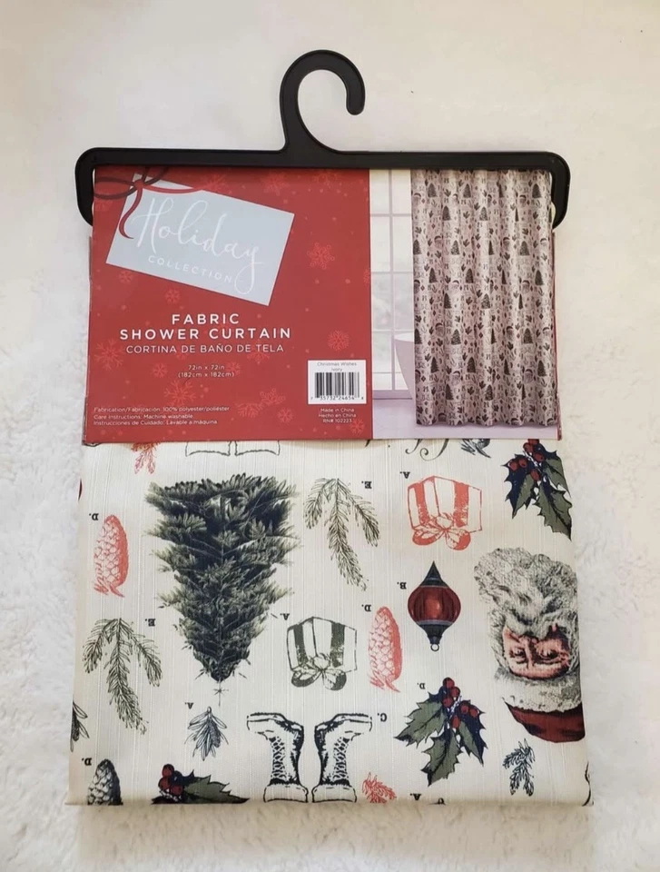 Árbol de Navidad Cortina de Ducha Tela Vacaciones Baño Decoración Impermeable Navidad Baño Foto 1 de 1