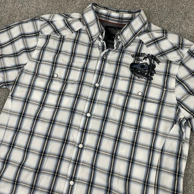 Harley Davidson Shirt Mens XL Plaid Pearl Snap Short Sleeve Biker Motorcycle - Image 1 of 4