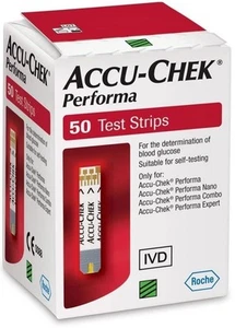 50 tiras reactivas de glucosa en sangre para diabéticos Accu-chek Performa - Imagen 1 de 4