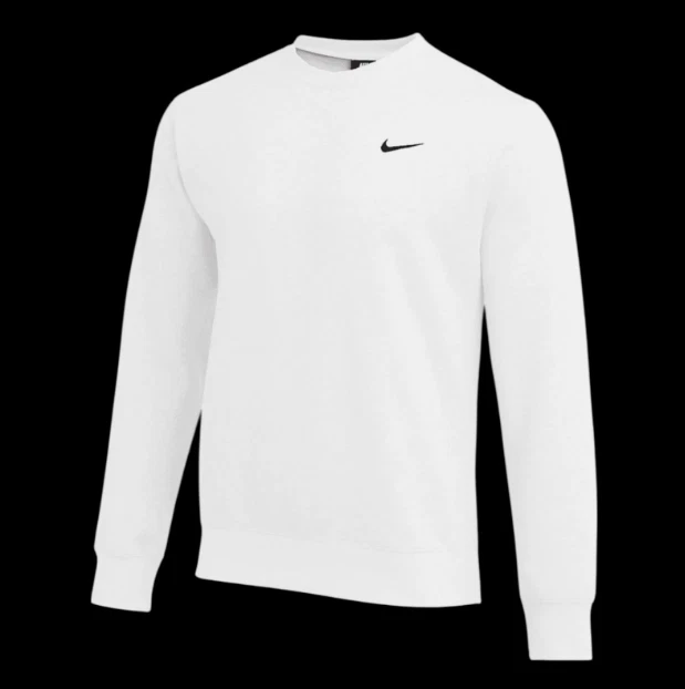 Nike Club Fleece Crewneck Sweatshirt Pullover White Men's Size Medium CJ1614-100