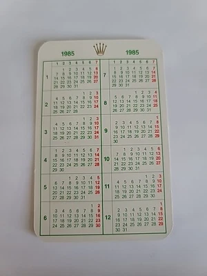 Rolex 1985 Calendar Card - image 1 of 2