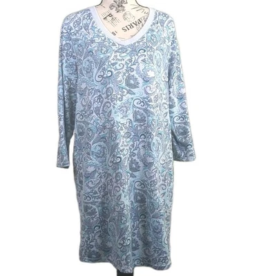 Croft & Barrow M женщин пижамы ночь рубашка платье вязаный серый/синий/фиолетовый пейсли - Изображение 1 из 4