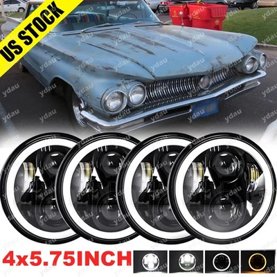 4PCS 5 3/4 5.75" LED Headlights HI/LO Beam for Buick/Skylark 1961-1972 GS 455 A+ - Image 1 of 4