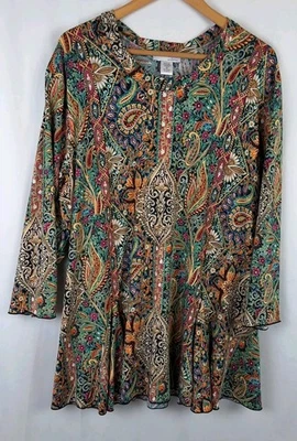 Blusa túnica Northstyle para mujer talla-2X multicolor floral cachemira manga 3/4  Foto 1 de 4