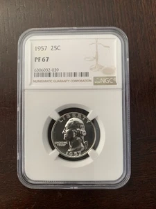 1957 SILVER Washington Quarter 25C NGC PF67 BEAUTIFUL COIN!! - Picture 1 of 2