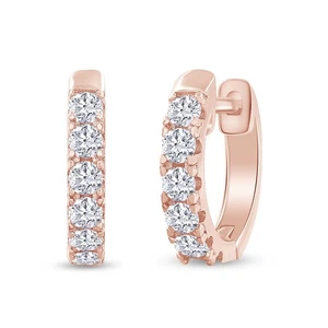 Huggie Hoop Earrings for Women 2MM Round Moissanite Diamond Cuff Earrings in ... - Bild 1 von 6