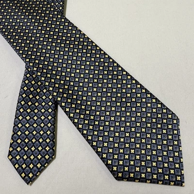 Brioni Neck Tie 100% Silk Made In Italy Dark Grey Geometric Print 3.5”x60” EUC - Image 1 of 4