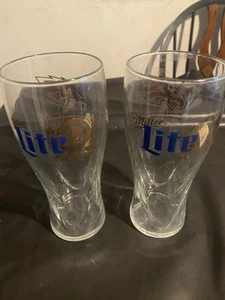 Lote de 2 vasos Philadelphia Eagles Miller Lite Pilsner ~ 12 oz vidrio dorado - Imagen 1 de 4
