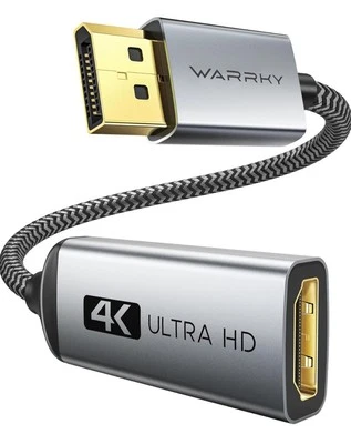WARRKY 4K DisplayPort to HDMI Adapter,Display Port to HDMI Port 1440P 60Hz 1080P - Image 1 of 4